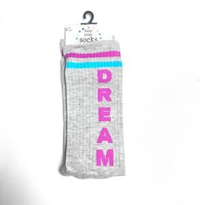 Keep Your Socks On Womens Gray/Pink Graphic One Pair Crew Style Socks